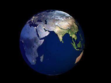 3D render Planet Earth gün gece, Küre izole modeli 