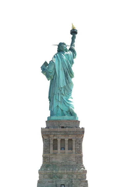De achterkant van Statue of Liberty, geïsoleerd op op witte uitknippad — Stockfoto