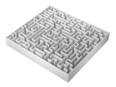 Beyaz arka plan üzerinde 3d render illüstrasyon izole labirent