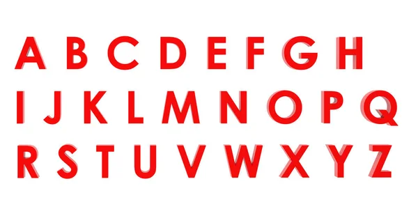 Representación 3D Alfabeto rojo inglés a a z aislado sobre fondo blanco —  Fotos de Stock