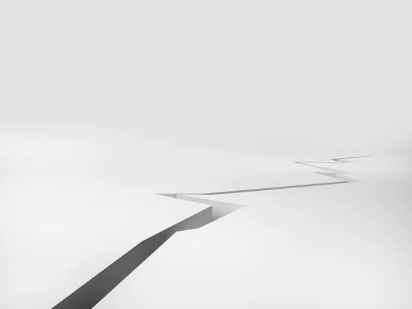 Piso rachado com fundo branco, ilustração de renderização 3d — Fotografia de Stock