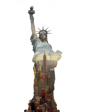 Çift pozlama heykelinin özgürlük ve new york city, Amerika Birleşik Devletleri