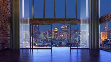cur ile gece stil iç tasarım windows bir otelde çatı