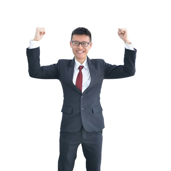 Asiático hombre de negocios sonriendo aislado en blanco fondo, recortar camino dentro —  Fotos de Stock