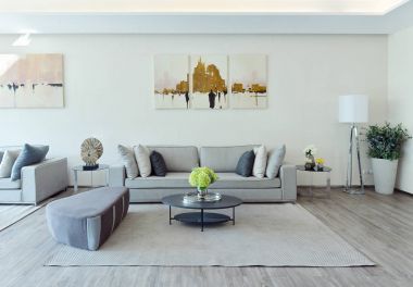white luxury modern living interior and decoration, interior des clipart