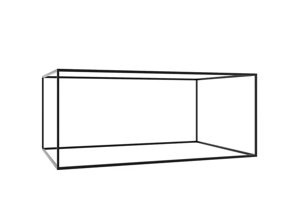 3D Black Empty Box Frame isolado no fundo branco, recorte — Fotografia de Stock