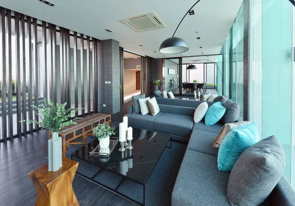 Luxe moderne woonkamer interieur en decoratie, interieur desi — Stockfoto