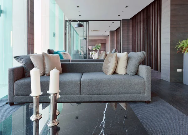 Luxus moderne Wohnzimmereinrichtung und Dekoration, Innenausstattung — Stockfoto