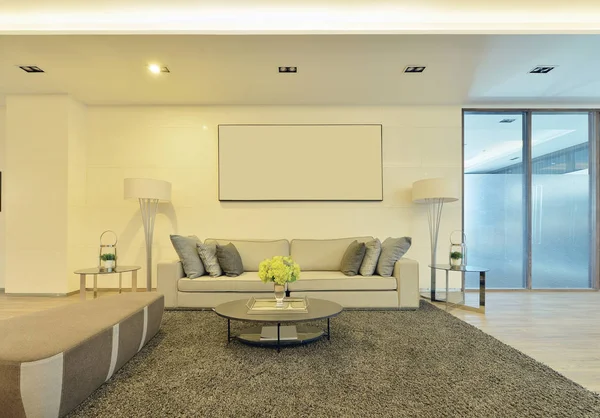 Luxo branco moderno vivendo interior e decoração, interior des — Fotografia de Stock