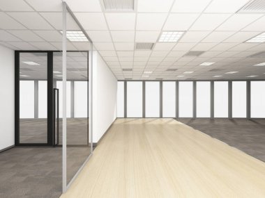 boş oda ofis kurumsal, 3d render iç tasarım, sahte 
