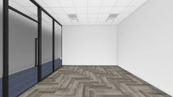Boş oda ofis kurumsal, 3d render iç tasarım, sahte — Stok fotoğraf