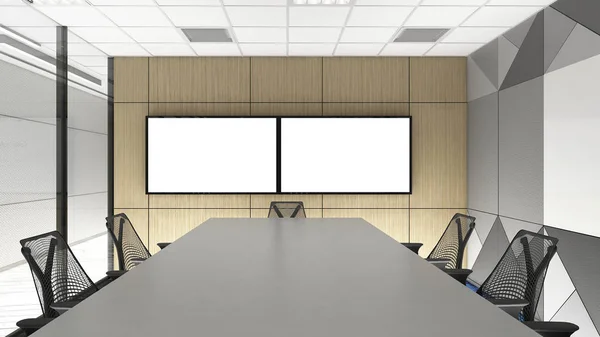 Sala de reunião vazia no escritório corporativo, 3d render interior desig — Fotografia de Stock