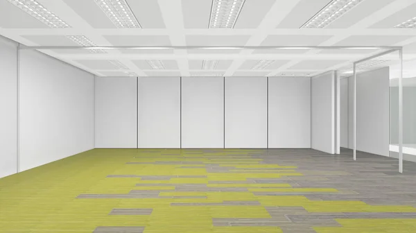 Quarto vazio no escritório corporativo, 3d renderizar design de interiores, simular — Fotografia de Stock