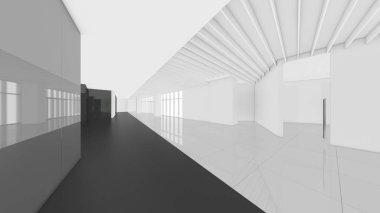 3d render iç tasarım, modern boş oda illustrati kadar alay