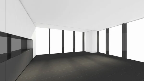 Chambre vide moderne, 3d rendu design intérieur, maquette illustrati — Photo