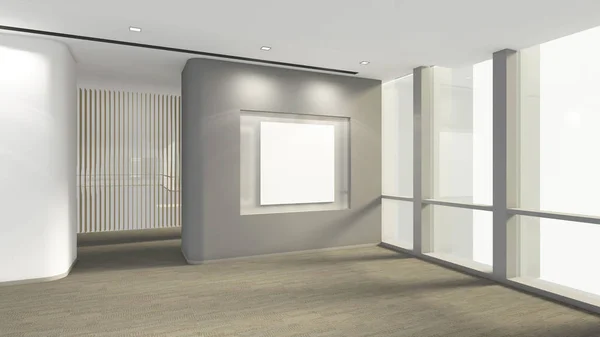 Moderní prázdná místnost s prázdný rámeček na obrázek, 3d vykreslení nečis — Stock fotografie