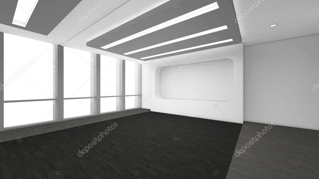 Modern Empty Room, 3d render interior design, mock up illustrati