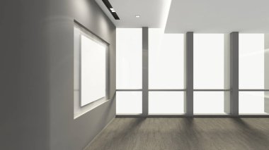 3d render iç tasarım, modern boş oda illustrati kadar alay