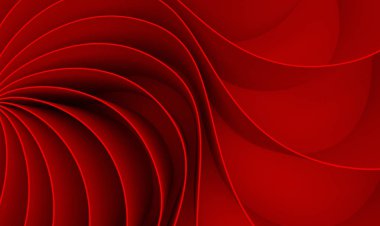 3D render kavisli soyut Sevgililer da kırmızı zemin üzerine