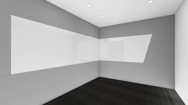 Moderní prázdné místnosti, 3d vykreslení interiérového designu, vysmívat se illustrati — Stock fotografie