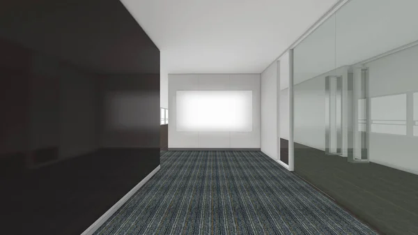 Σύγχρονη άδειο δωμάτιο, 3d καθιστούν εσωτερικό σχεδιασμό, χλευάσουμε επάνω illustrati — Φωτογραφία Αρχείου