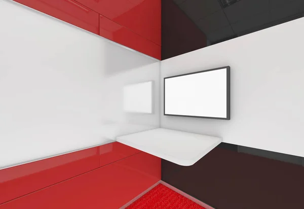 Habitación vacía moderna, 3d renderizar el diseño de interiores, maqueta de ilustraciones — Foto de Stock