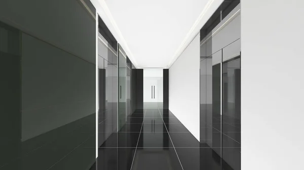 Modern Corridor Room, 3d render interior design, mock up illustr — Stock Photo, Image