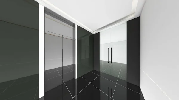 3d render iç tasarım, modern boş oda illustrati kadar alay — Stok fotoğraf