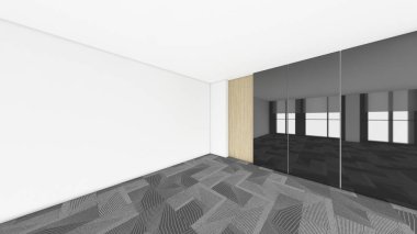 3d render iç tasarım, modern boş oda illustrati kadar alay