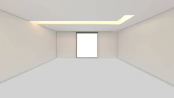 Nowoczesny pokój pusty, projektowanie wnętrz 3d render, makiety ilustracji — Zdjęcie stockowe