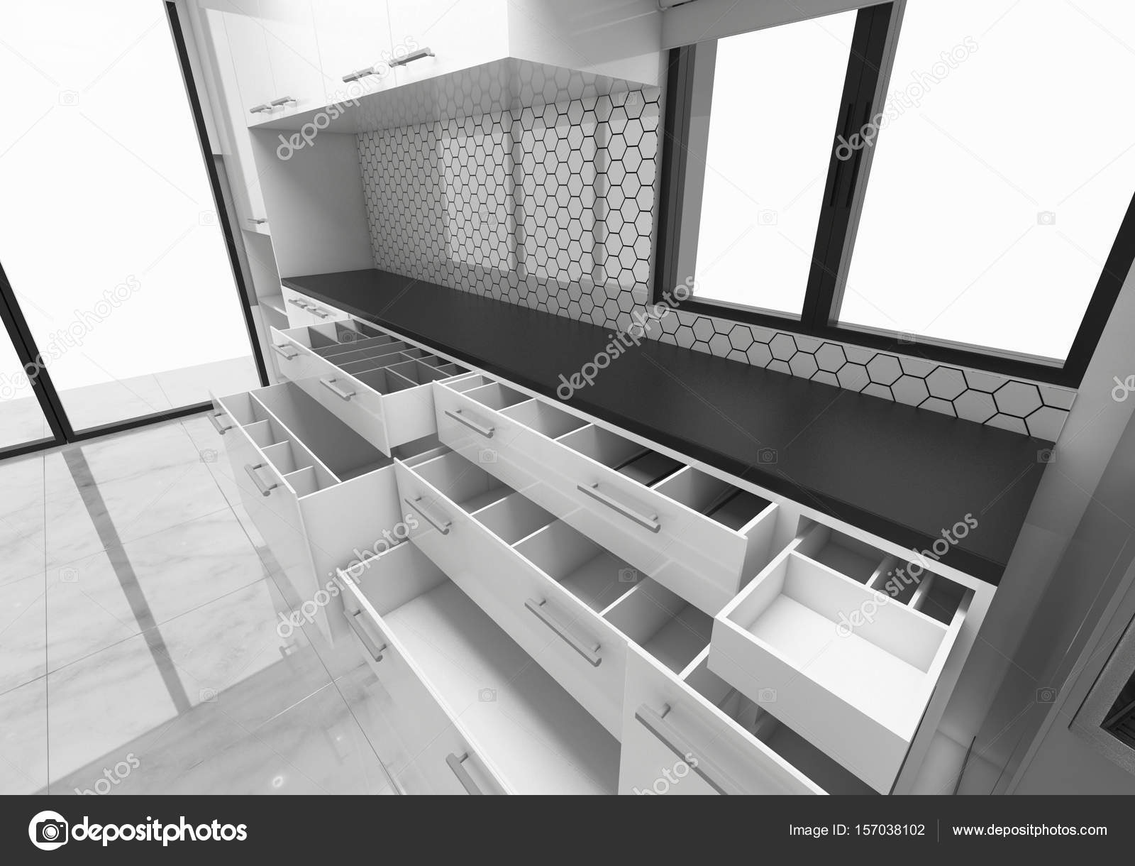 Aprire idee armadi cucina, progettazione di concetto 3d rendering ... Aprire idee armadi cucina, progettazione di concetto 3d rendering ...
