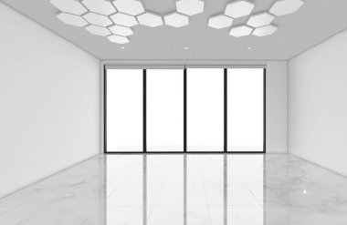 Modern Empty Room, 3d render interior design, mock up illustrati clipart