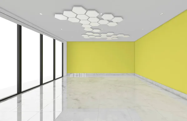 Habitación vacía moderna, 3d renderizar el diseño de interiores, maqueta de ilustraciones — Foto de Stock