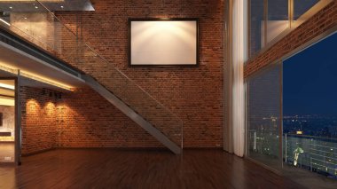 3d render iç tasarım, modern boş oda illustrati kadar alay