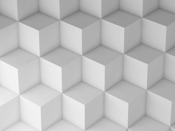 White Cubes pattern, 3d render illustration