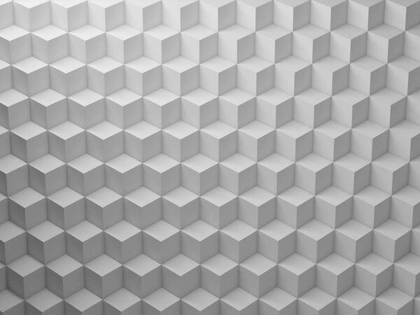 White Cubes pattern, 3d render illustration
