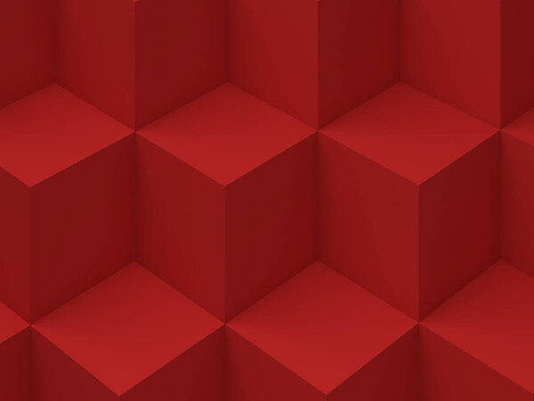 Red Cubes pattern, 3d render illustration