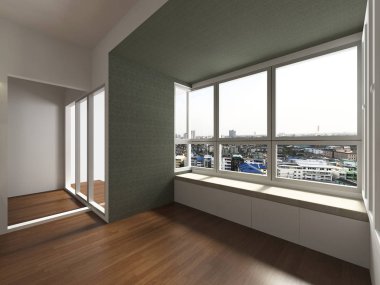 3d render iç tasarım, modern boş oda illustrati kadar alay
