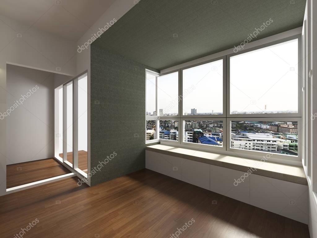 Modern Empty Room, 3d render interior design, mock up illustrati