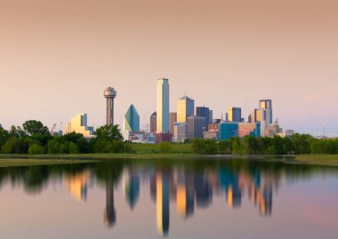 Reflection of Downtown Dallas City, Texas, USA clipart