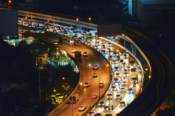 Traffic jam in Bangkok city, transportation problem, Thailand Stock Image