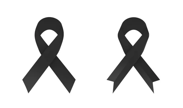 Black awareness ribbon on white background. 3D illustration — Stock Photo, Image