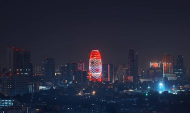 Noel Baba Christm içinde gökdelenler ile Bangkok şehir bina