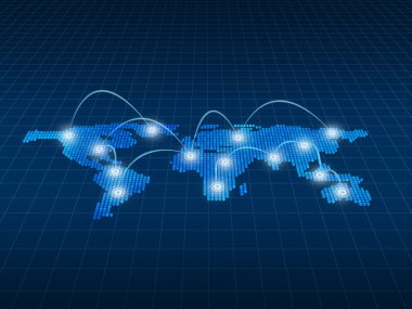Küresel iş, bağlantı sembolleri communic Internet kavramı