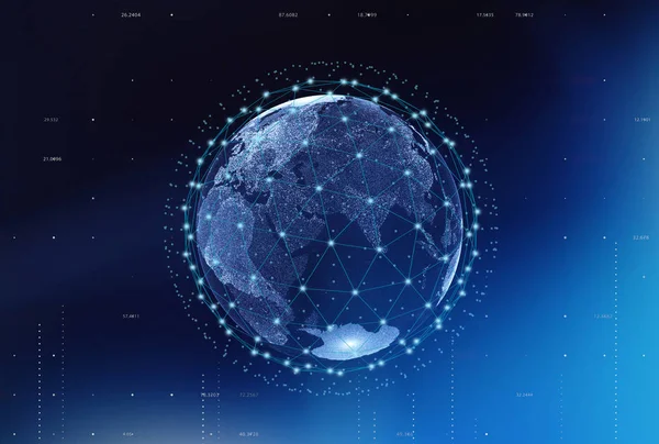 Internetové koncepce globální podnikání, spojení symbolů Telekom — Stock fotografie