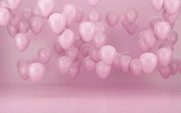 Valentin için pembe bir arka plan ile pembe Parti balonları arka plan — Stok fotoğraf