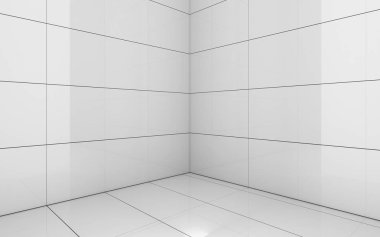 Döşeme beyaz oda, doku arka plan, 3d render illüstrasyon