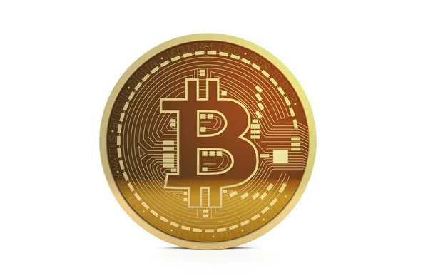 Moneda digital criptomoneda de oro Bitcoin aislado en blanco —  Fotos de Stock