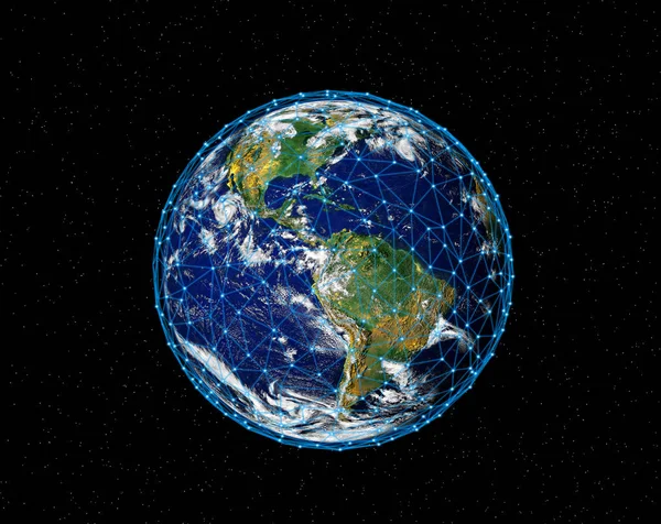 Πλανήτης γη με αστέρια, globe μοντέλο που απομονώνονται σε μαύρο. Στοιχεία — Φωτογραφία Αρχείου