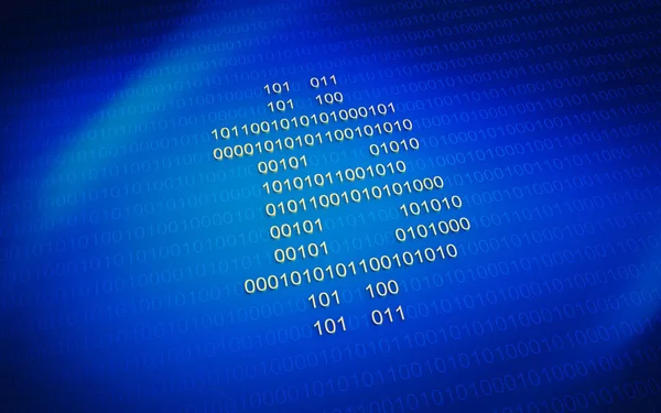Blockchain network and 01 binary data on the computer screen.  3 — Stock Photo, Image